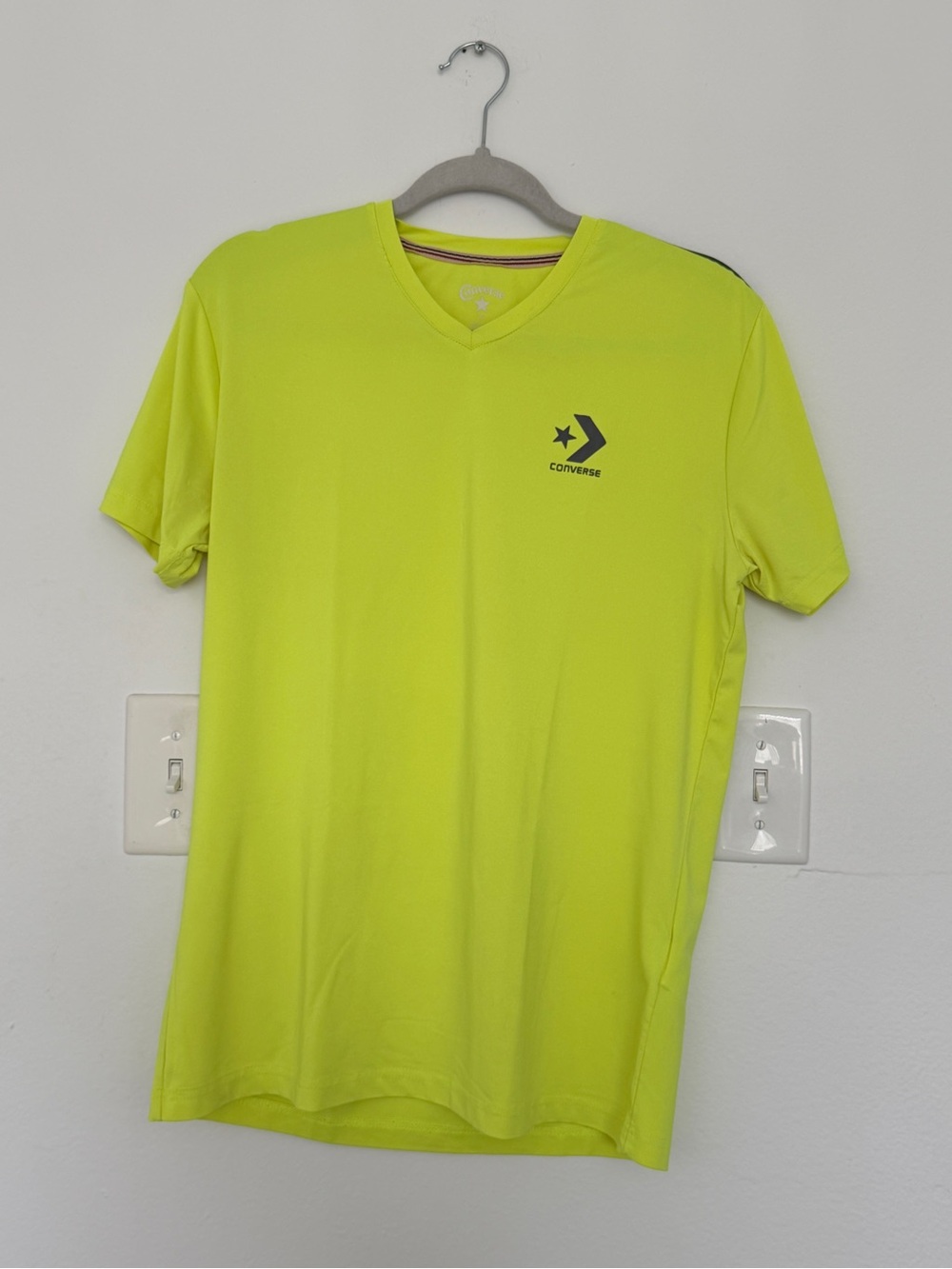 Converse Men’s V-Neck Short Sleeve Shirt - Neon Lime